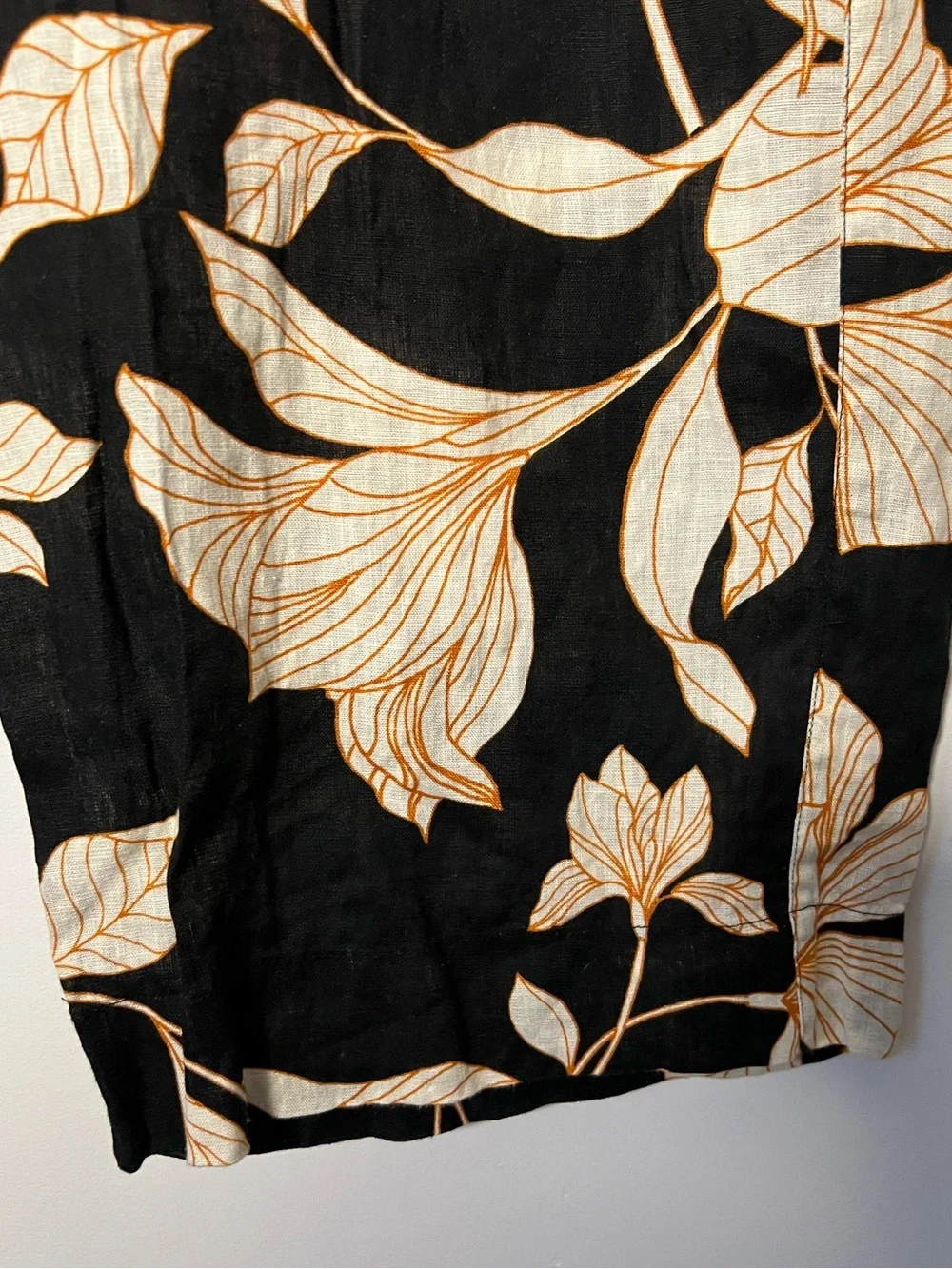 Cynthia Rowley Black Wide-Leg Floral Pants Elasticated Waist Summer - Picture 6 of 9